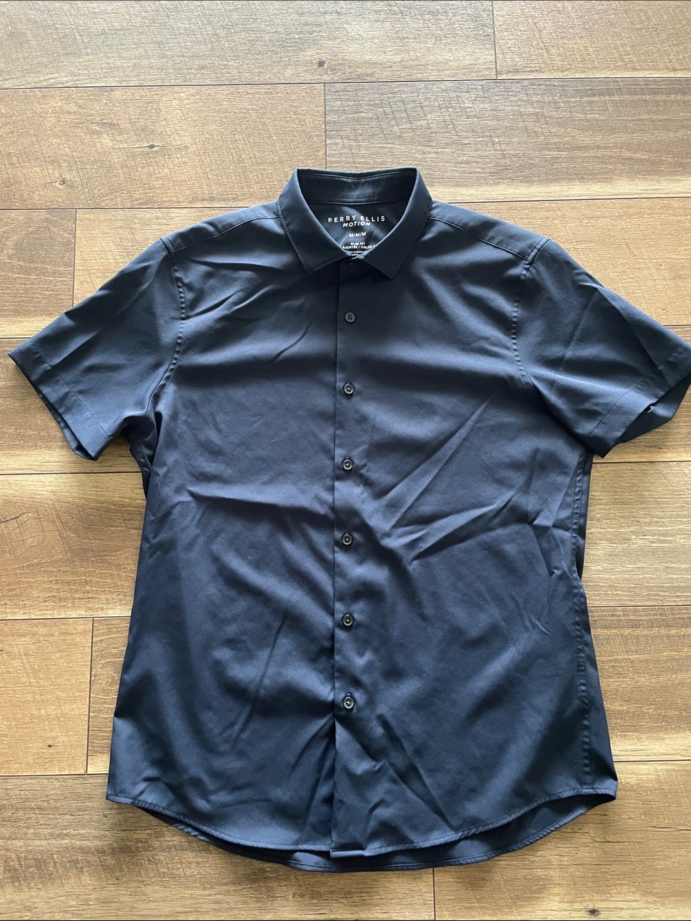 Perry Ellis Navy Short Sleeve Button-Down Shirt
